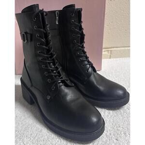 Glaze Military Combat Lace Up & Zip Black Boots Size 8 Gothic Grunge Style